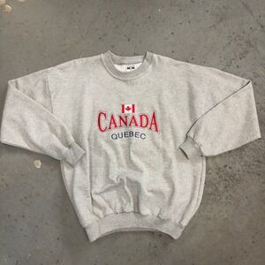 VTG Cityscape Canada Quebec Souvenir Sweatshirt Heather Gray Made in Canada L